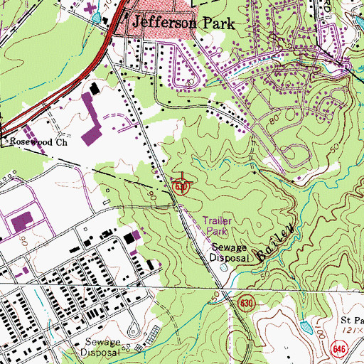 Topographic Map of Jefferson Park Fire Department - Company 5, VA
