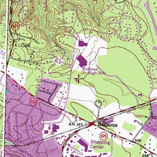 Topographic Map of Chesterfield Fire and Emergency Medical Services Station 4 Bon Air, VA