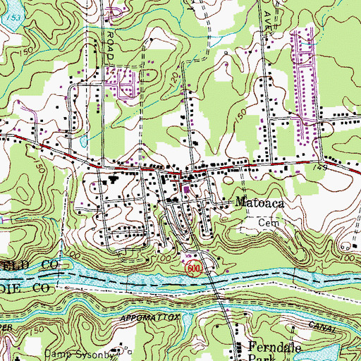 Topographic Map of Chesterfield Fire and Emergency Medical Services Station 8 Matoaca, VA