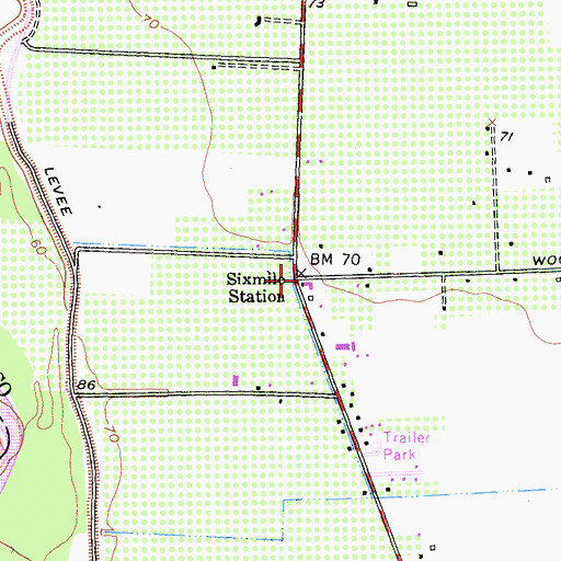 Topographic Map of Sixmile Station, CA