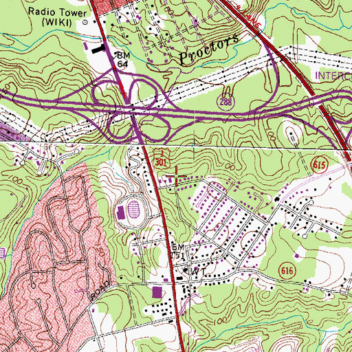Topographic Map of Bensley - Bermuda Volunteer Rescue Squad Main Base, VA