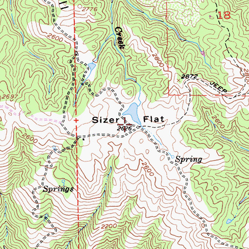 Topographic Map of Sizer Flat, CA