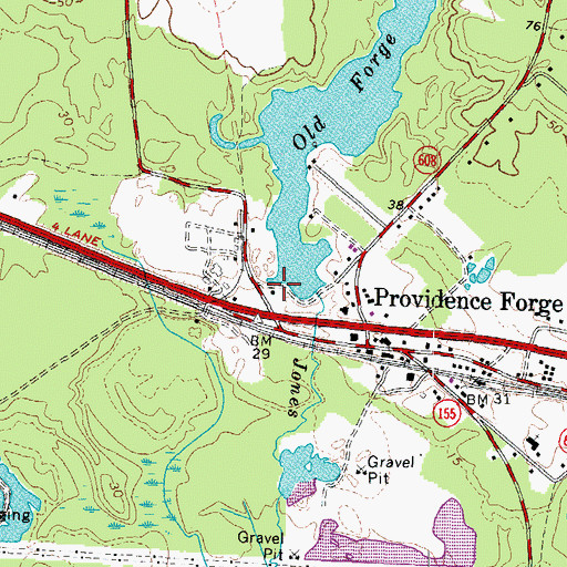 Topographic Map of Providence Forge Firefighters, VA