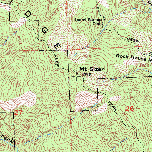 Topographic Map of Mount Sizer, CA