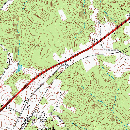 Topographic Map of Amelia County Volunteer Fire Department Company 3 Jetersville, VA