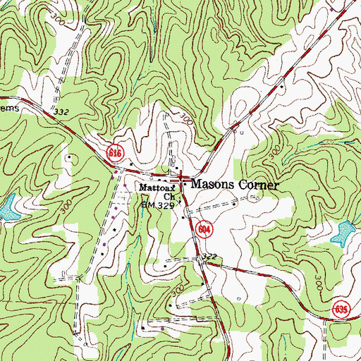 Topographic Map of Amelia County Volunteer Fire Department Company 4 Mattoax, VA