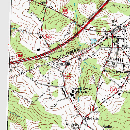 Topographic Map of Amelia Emergency Squad, VA
