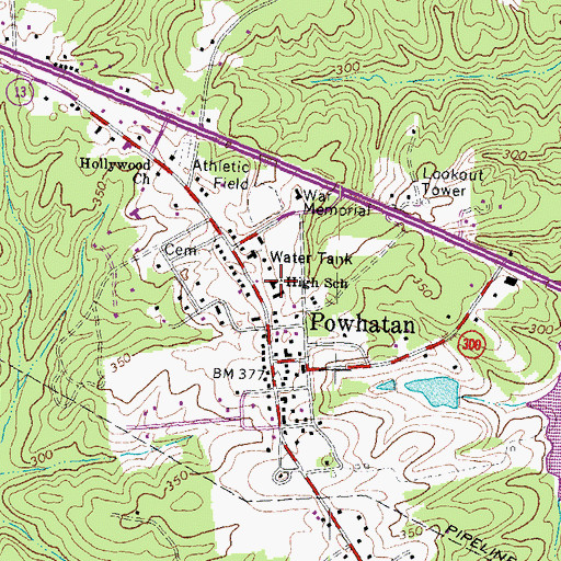 Topographic Map of Powhatan County Fire Department Administration, VA