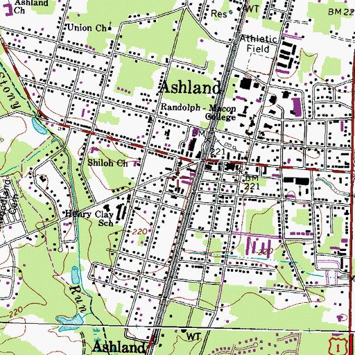 Topographic Map of Hanover County Fire - EMS Company 16 - Ashland Volunteer Rescue Squad, VA