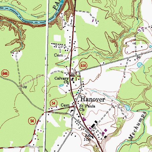Topographic Map of Hanover County Fire - EMS Company 5 - Hanover Courthouse Volunteer Fire Station, VA
