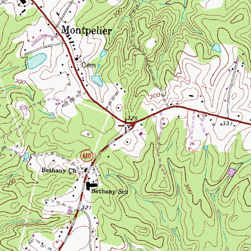 Topographic Map of Hanover County Fire - EMS Company 8 - Montpelier Volunteer Fire Station, VA