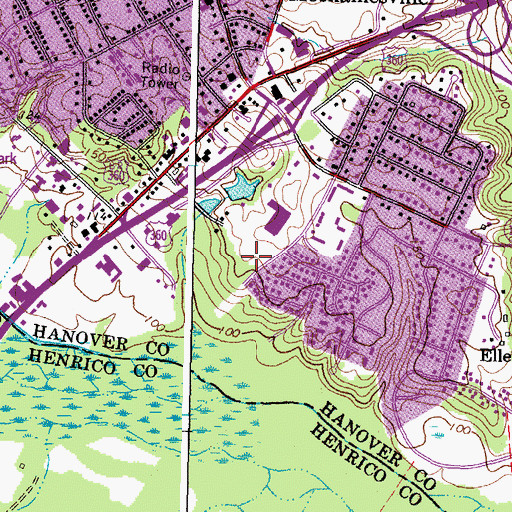 Topographic Map of Hanover County Fire - EMS Company 7 - Mechanicsville Volunteer Fire Station, VA