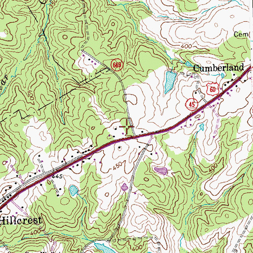 Topographic Map of Cumberland Volunteer Rescue Squad, VA