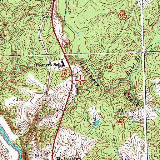 Topographic Map of Palmyra Rescue Station, VA