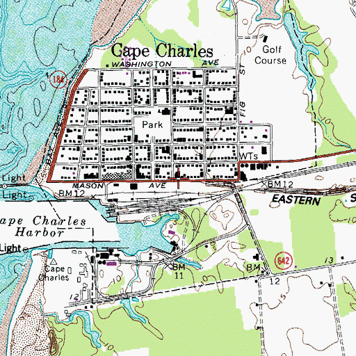 Topographic Map of Cape Charles Police Chief, VA