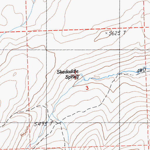 Topographic Map of Skedaddle Spring, CA