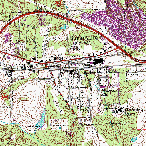 Topographic Map of Burkeville Police Department, VA