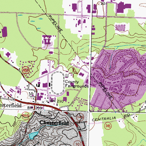 Topographic Map of Chesterfield County Police Training Academy, VA
