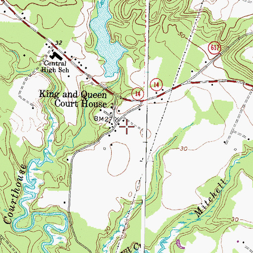 Topographic Map of King and Queen County Sheriff's Office, VA