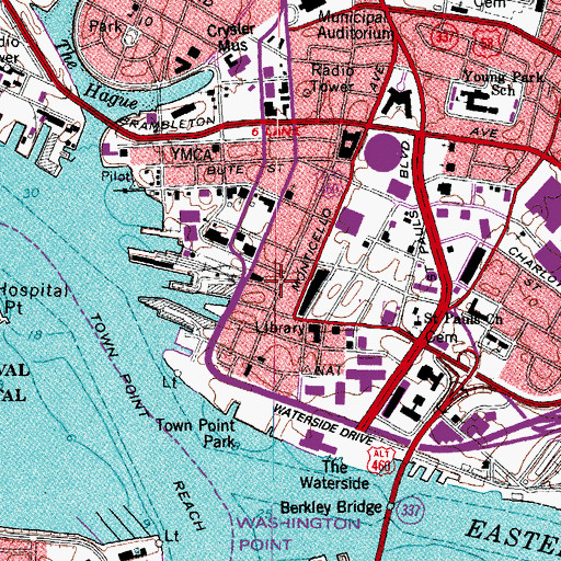 Topographic Map of Norfolk Police Department, VA