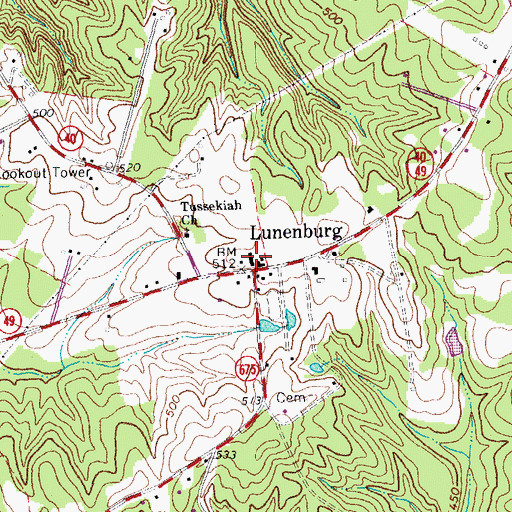 Topographic Map of Lunenburg County Sheriff's Office, VA