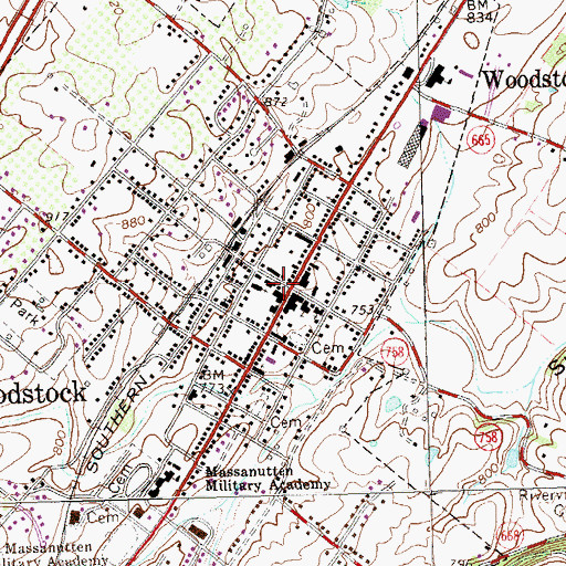 Topographic Map of Shenandoah County Sheriff's Office, VA