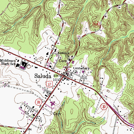 Topographic Map of Middlesex County Sheriff's Office, VA