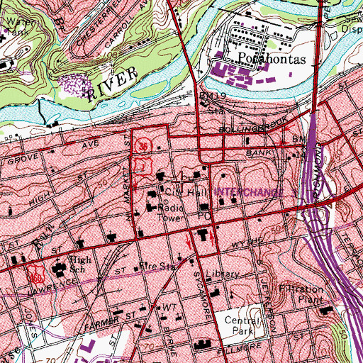 Topographic Map of Petersburg Police Victim Witness, VA