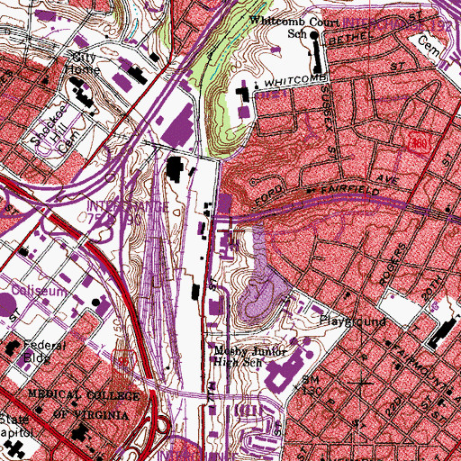 Topographic Map of Richmond City Sheriff's Office, VA