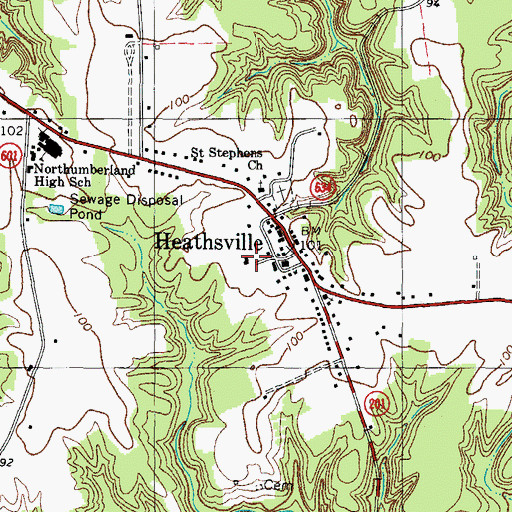 Topographic Map of Northumberland County Sheriff's Office, VA