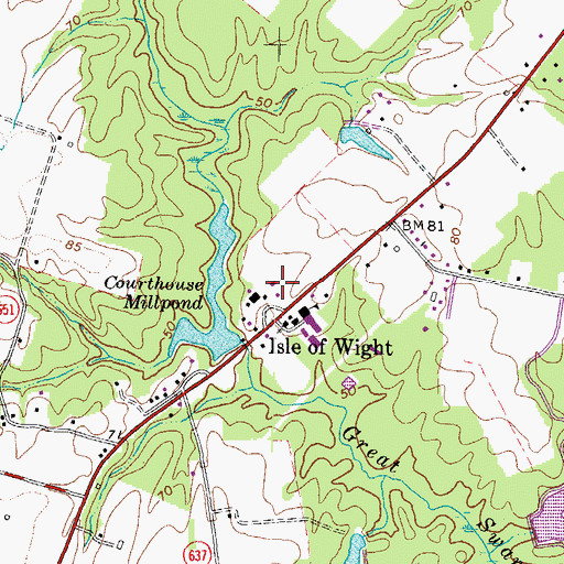 Topographic Map of Isle of Wight County Sheriff's Office, VA