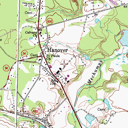 Topographic Map of Hanover County Sheriff's Office, VA