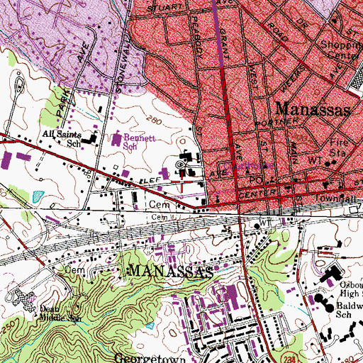 Topographic Map of Prince William County Sheriff's Office, VA