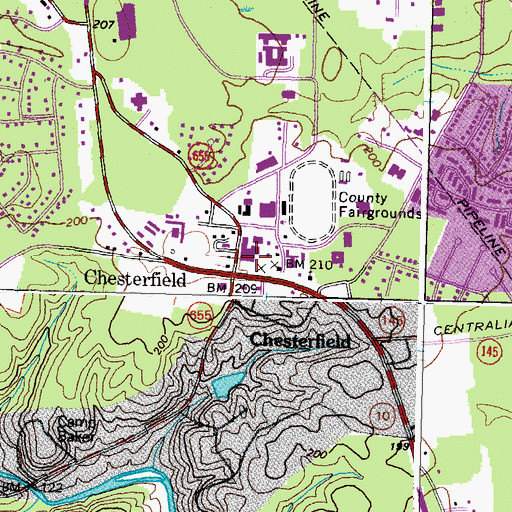 Topographic Map of Chesterfield County Police Department Headquarters, VA