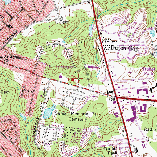 Topographic Map of Chesterfield County Police Department Chester Station, VA