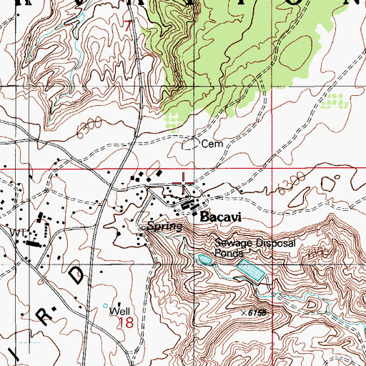 Topographic Map of Bacobi Community Building, AZ