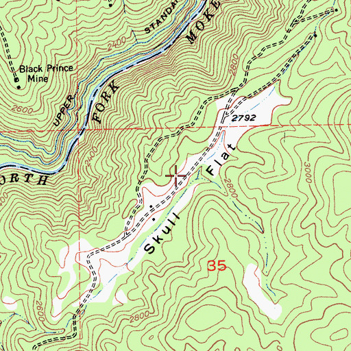 Topographic Map of Skull Flat, CA
