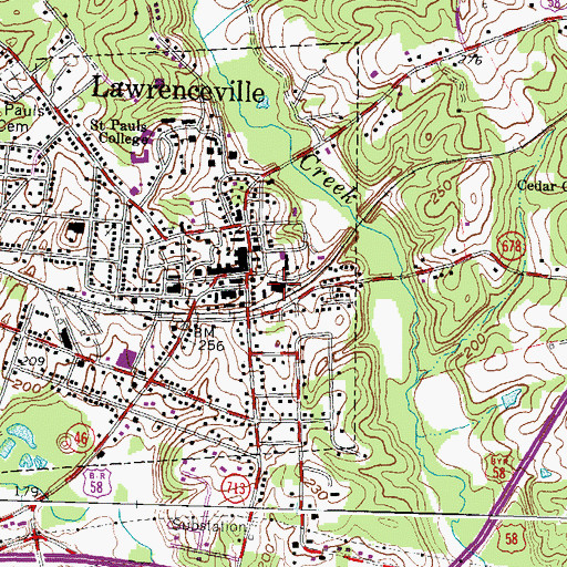 Topographic Map of Brunswick County Sheriff's Office, VA
