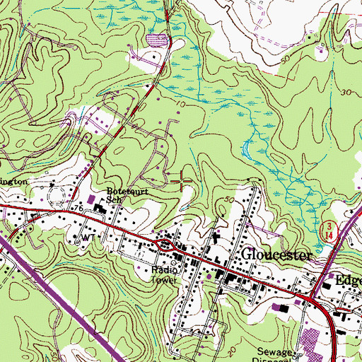 Topographic Map of Gloucester County Sheriff's Office, VA