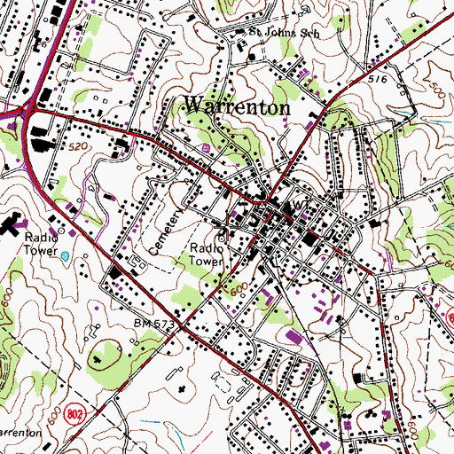 Topographic Map of Fauquier County Sheriff's Office Adult Detention Center, VA