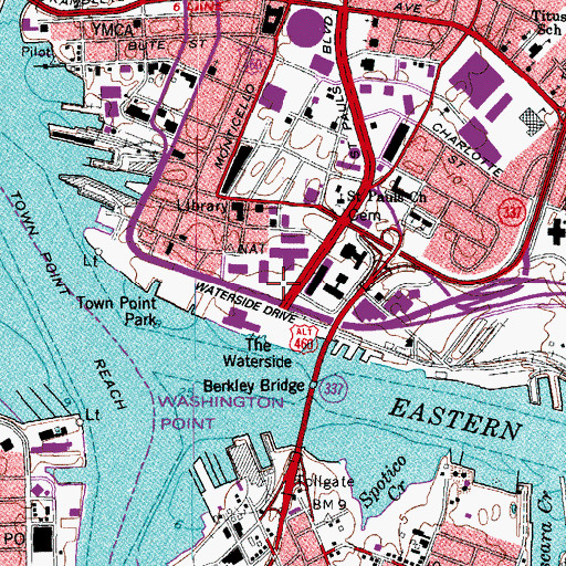Topographic Map of Norfolk Criminal Division Circuit Court, VA