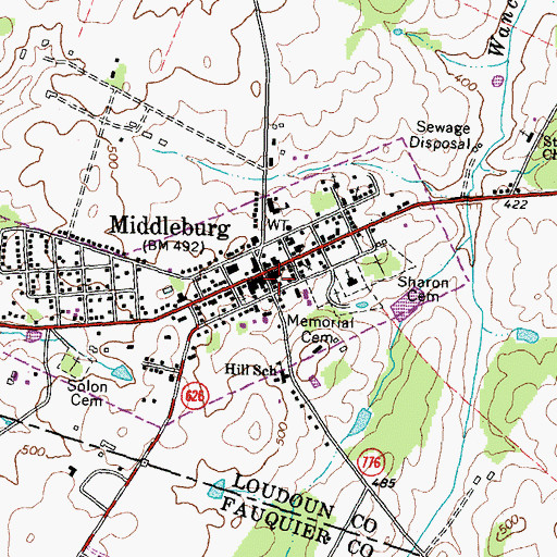 Topographic Map of Middleburg Police Department, VA