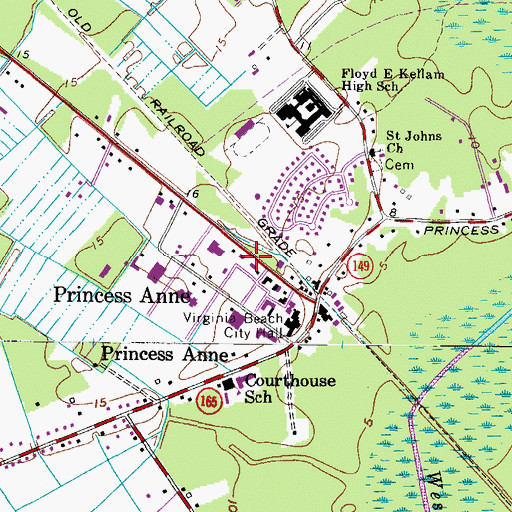 Topographic Map of Virginia Beach Crime Prevention Unit, VA