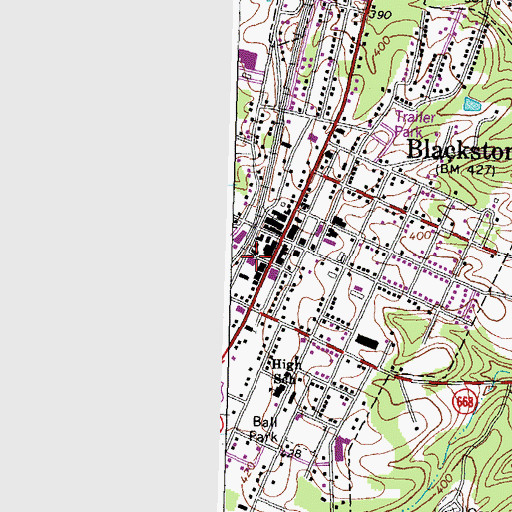 Topographic Map of Blackstone Police Department, VA