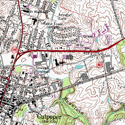 Topographic Map of Culpeper Police Department, VA