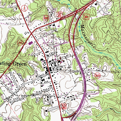 Topographic Map of Bowling Green Police Department, VA