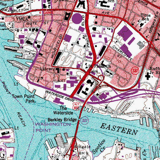 Topographic Map of Norfolk Sheriff's Civil Process, VA