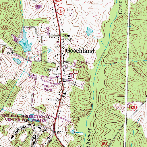 Topographic Map of Goochland County Sheriff's Office, VA