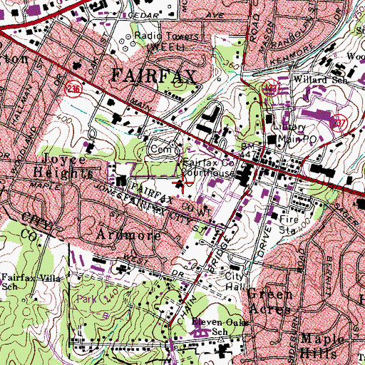 Topographic Map of Fairfax County Police Victim Services Section, VA