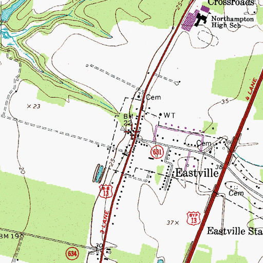 Topographic Map of Northampton County Sheriff's Office, VA